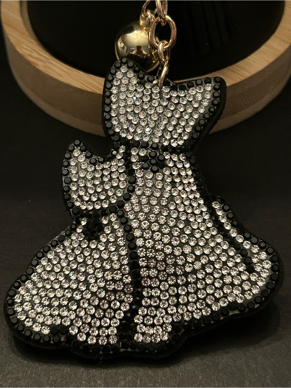 PREMIUM Puffy Black & Silver Crystal Cat Family 🐈‍⬛ Bag Charm Keychain